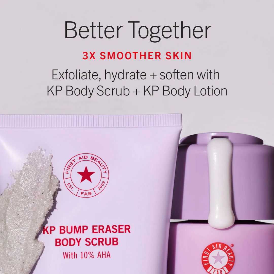 First Aid Beauty  KP Bump Eraser Body Scrub with 10% AHA – Body Exfoliant for Keratosis Pilaris