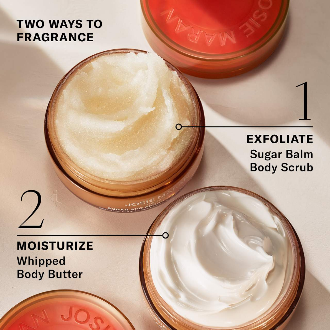 JOSIE MARAN  Mini Vanilla Vibezzz - Argan Oil + Sugar Balm Refillable Exfoliating Body Scrub