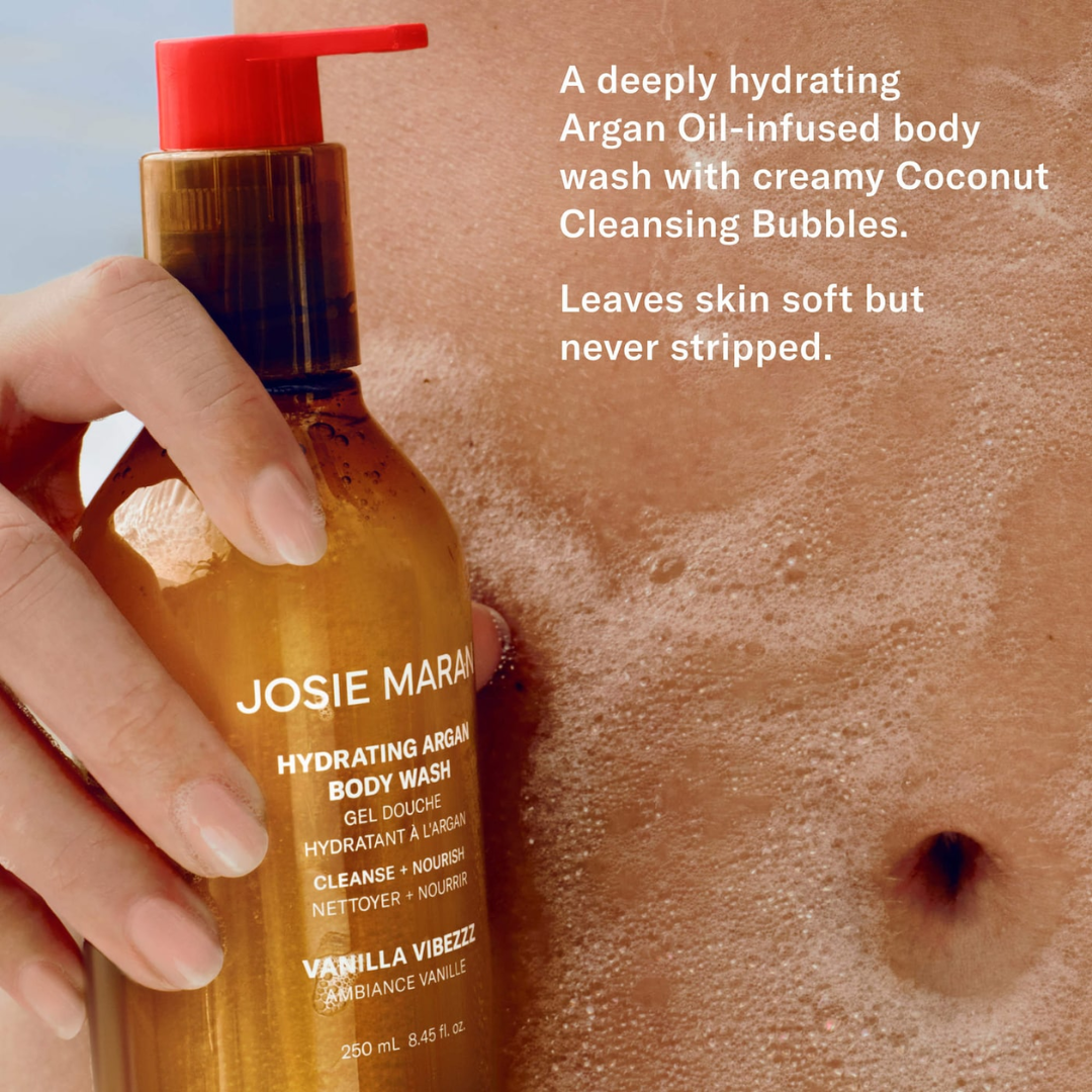 JOSIE MARAN Mini Vanilla Vibezzz - Hydrating + Cleansing Argan Refillable Body Wash