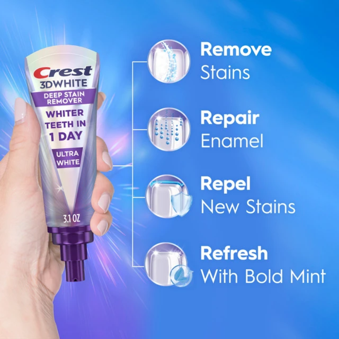 Crest 3DWhite Brilliance Deep Stain Remover Ultra White Toothpaste 3.1oz